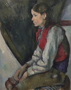 El niño con un chaleco rojo 3 Paul Cezanne Pinturas al óleo